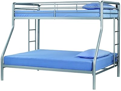 STURDY KIDS TWIN OVER FULL METAL BUNK BED WITH STAIRS