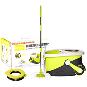 Mopnado Stainless Steel Deluxe Rolling Spin Mop with 2 Microfiber Mop Heads - Lime