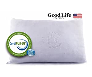 Good Life Essentials Shredded Memory Foam Pillow with Bamboo Cover